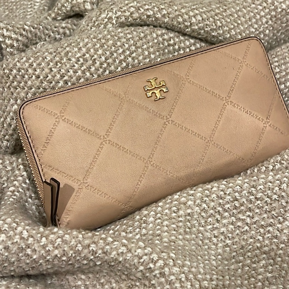 Tory Burch Blue Bifold Wallet monogram - Tan